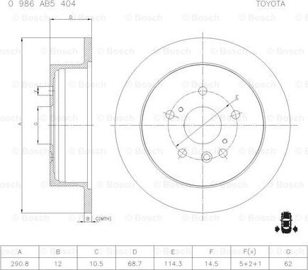 BOSCH 0 986 AB5 404 - Bremžu diski ps1.lv