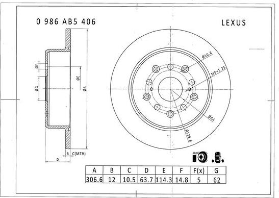 BOSCH 0 986 AB5 406 - Bremžu diski ps1.lv