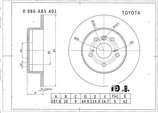 BOSCH 0 986 AB5 401 - Bremžu diski ps1.lv