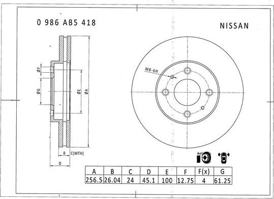 BOSCH 0 986 AB5 418 - Bremžu diski ps1.lv