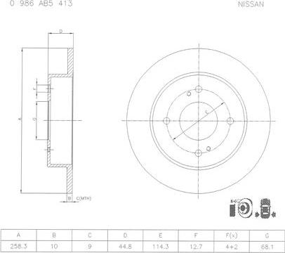 BOSCH 0 986 AB5 413 - Bremžu diski ps1.lv