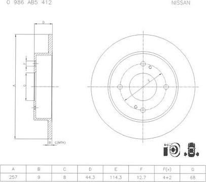 BOSCH 0 986 AB5 412 - Bremžu diski ps1.lv