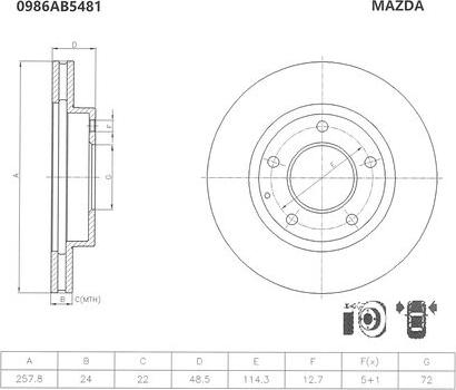 BOSCH 0 986 AB5 481 - Bremžu diski ps1.lv