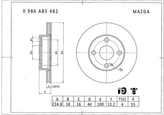 BOSCH 0 986 AB5 482 - Bremžu diski ps1.lv