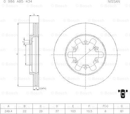 BOSCH 0 986 AB5 434 - Bremžu diski ps1.lv