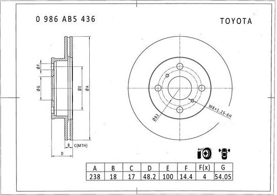 BOSCH 0 986 AB5 436 - Bremžu diski ps1.lv