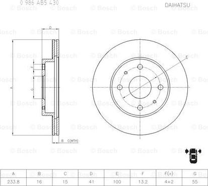 BOSCH 0 986 AB5 430 - Bremžu diski ps1.lv