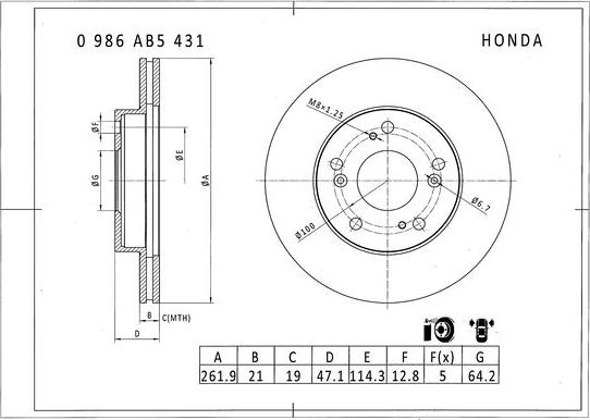 BOSCH 0 986 AB5 431 - Bremžu diski ps1.lv