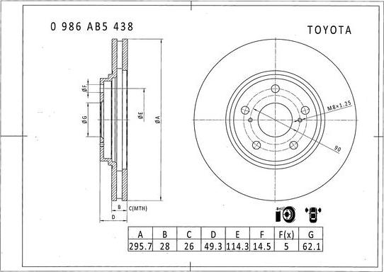 BOSCH 0 986 AB5 438 - Bremžu diski ps1.lv