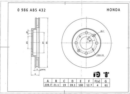 BOSCH 0 986 AB5 432 - Bremžu diski ps1.lv