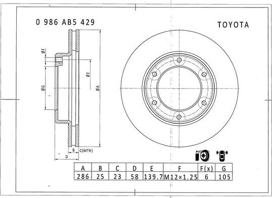 BOSCH 0 986 AB5 429 - Bremžu diski ps1.lv