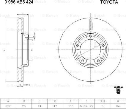 BOSCH 0 986 AB5 424 - Bremžu diski ps1.lv