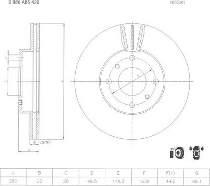 BOSCH 0 986 AB5 420 - Bremžu diski ps1.lv