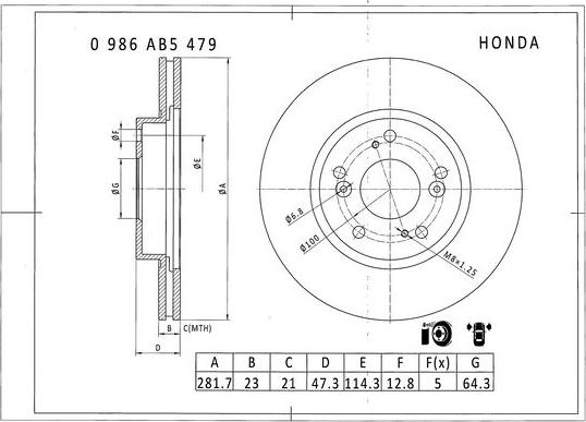 BOSCH 0 986 AB5 479 - Bremžu diski ps1.lv