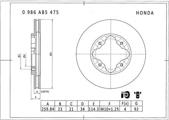 BOSCH 0 986 AB5 475 - Bremžu diski ps1.lv