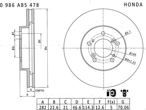 BOSCH 0 986 AB5 478 - Bremžu diski ps1.lv