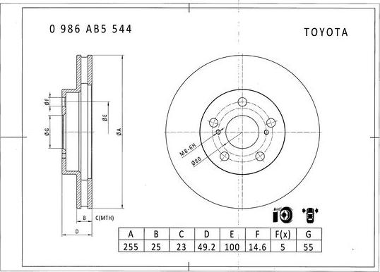 BOSCH 0 986 AB5 544 - Bremžu diski ps1.lv