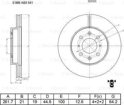 BOSCH 0 986 AB5 541 - Bremžu diski ps1.lv