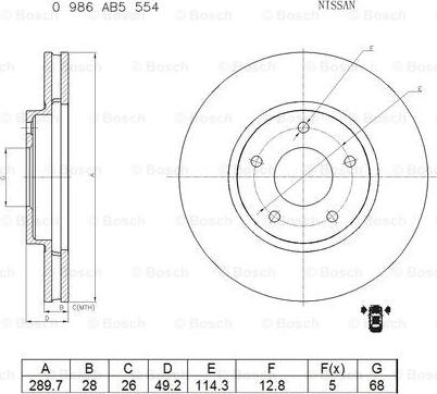 BOSCH 0 986 AB5 554 - Bremžu diski ps1.lv