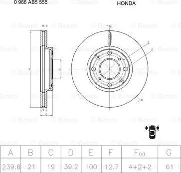 BOSCH 0 986 AB5 555 - Bremžu diski ps1.lv