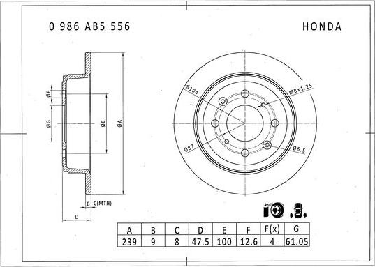 BOSCH 0 986 AB5 556 - Bremžu diski ps1.lv