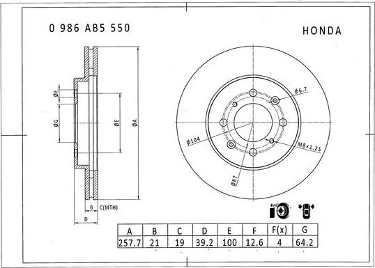 BOSCH 0 986 AB5 550 - Bremžu diski ps1.lv