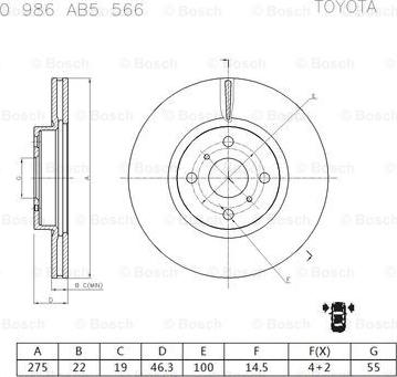 BOSCH 0 986 AB5 566 - Bremžu diski ps1.lv