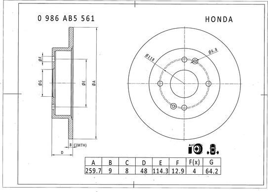 BOSCH 0 986 AB5 561 - Bremžu diski ps1.lv