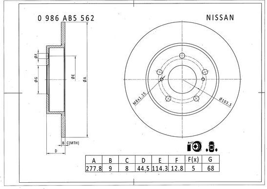 BOSCH 0 986 AB5 562 - Bremžu diski ps1.lv