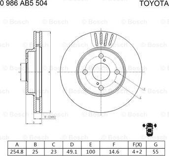 BOSCH 0 986 AB5 504 - Bremžu diski ps1.lv