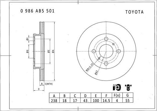 BOSCH 0 986 AB5 501 - Bremžu diski ps1.lv