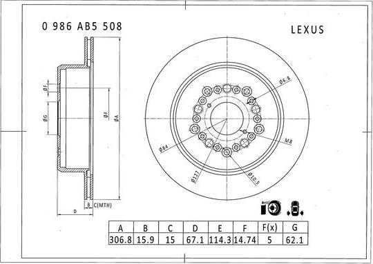 BOSCH 0 986 AB5 508 - Bremžu diski ps1.lv