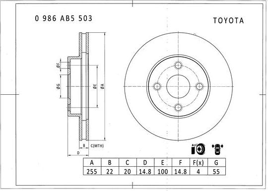 BOSCH 0 986 AB5 503 - Bremžu diski ps1.lv