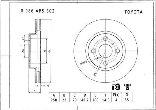 BOSCH 0 986 AB5 502 - Bremžu diski ps1.lv