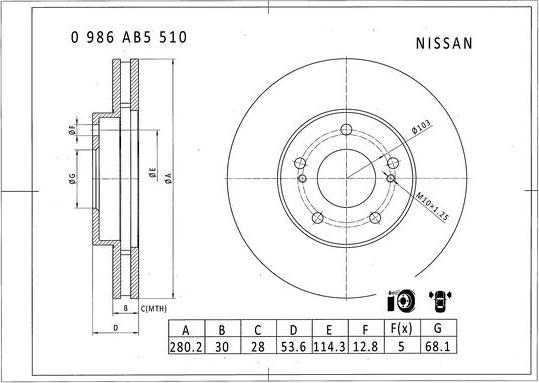 BOSCH 0 986 AB5 510 - Bremžu diski ps1.lv