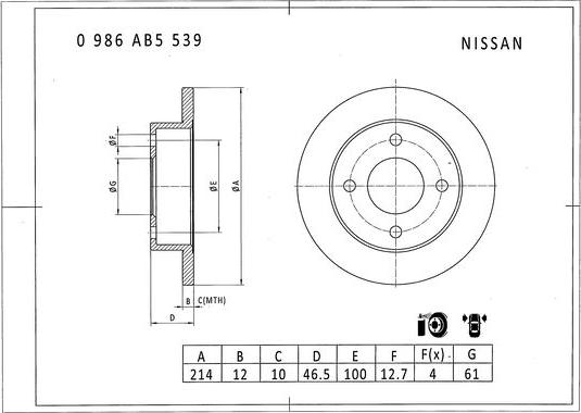 BOSCH 0 986 AB5 539 - Bremžu diski ps1.lv