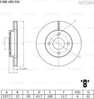 BOSCH 0 986 AB5 534 - Bremžu diski ps1.lv