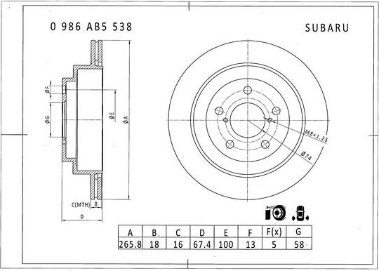 BOSCH 0 986 AB5 538 - Bremžu diski ps1.lv