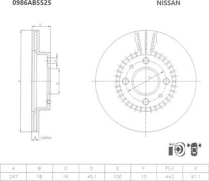 BOSCH 0 986 AB5 525 - Bremžu diski ps1.lv