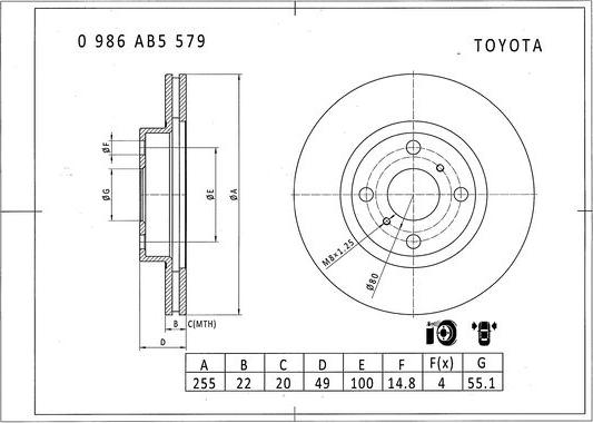 BOSCH 0 986 AB5 579 - Bremžu diski ps1.lv