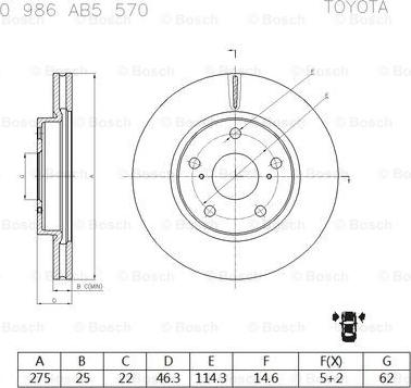 BOSCH 0 986 AB5 570 - Bremžu diski ps1.lv