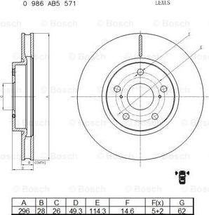 BOSCH 0 986 AB5 571 - Bremžu diski ps1.lv