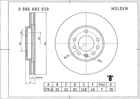 BOSCH 0 986 AB5 659 - Bremžu diski ps1.lv