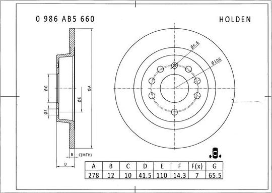 BOSCH 0 986 AB5 660 - Bremžu diski ps1.lv