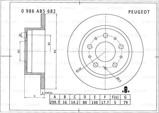 BOSCH 0 986 AB5 682 - Bremžu diski ps1.lv