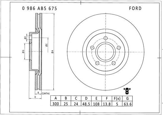 BOSCH 0 986 AB5 675 - Bremžu diski ps1.lv