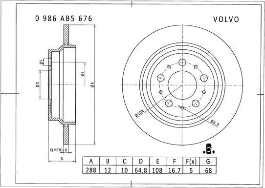 BOSCH 0 986 AB5 676 - Bremžu diski ps1.lv