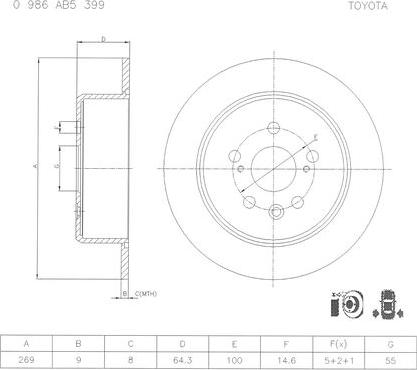 BOSCH 0 986 AB5 399 - Bremžu diski ps1.lv