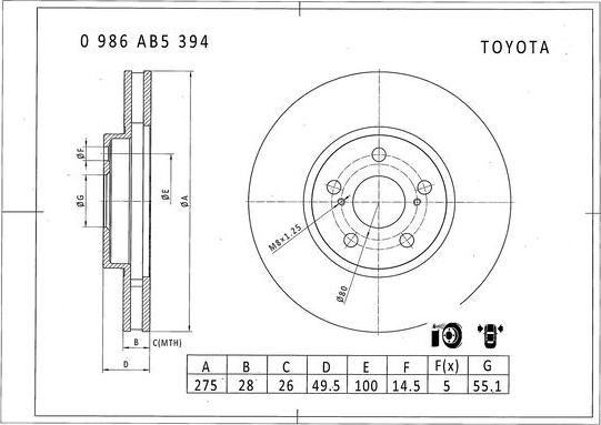 BOSCH 0 986 AB5 394 - Bremžu diski ps1.lv