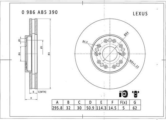 BOSCH 0 986 AB5 390 - Bremžu diski ps1.lv